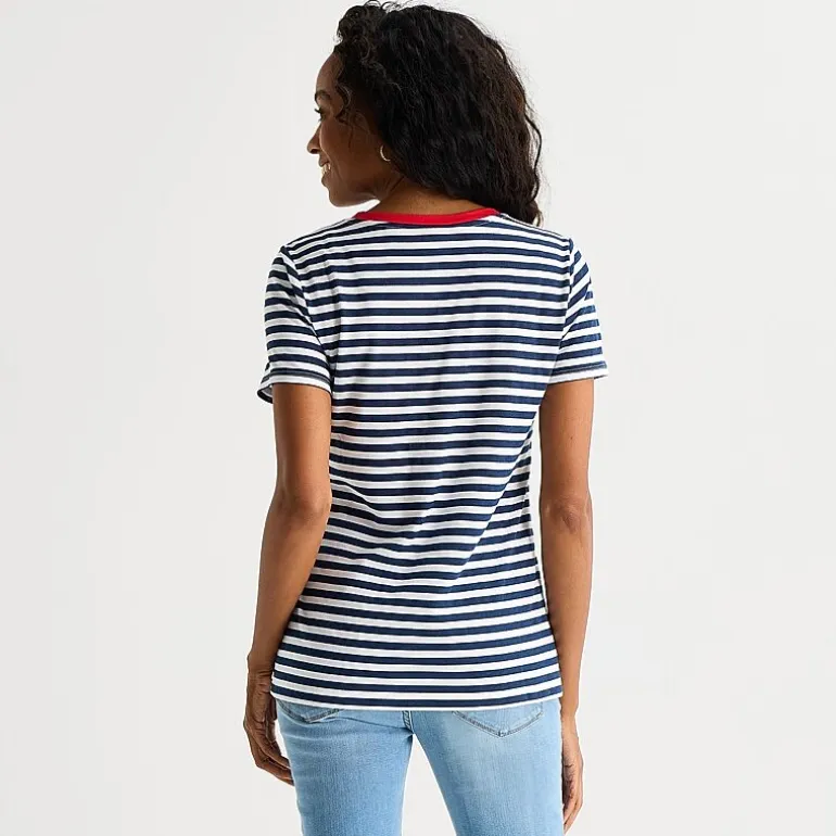 St. John's Bay Womens Crew Neck Short Sleeve Regular Fit Graphic T-Shirt