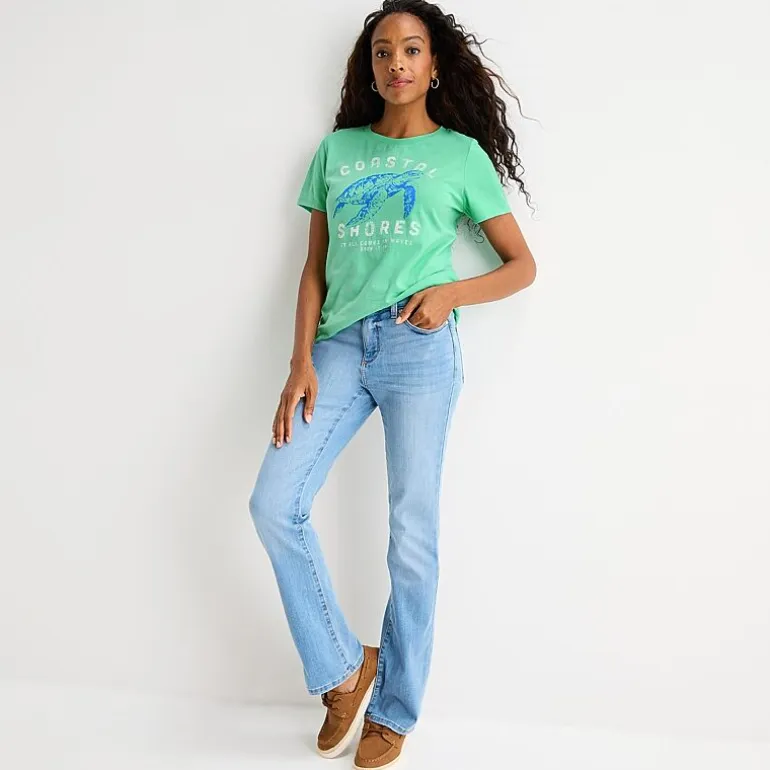St. John's Bay Womens Crew Neck Short Sleeve Regular Fit Graphic T-Shirt