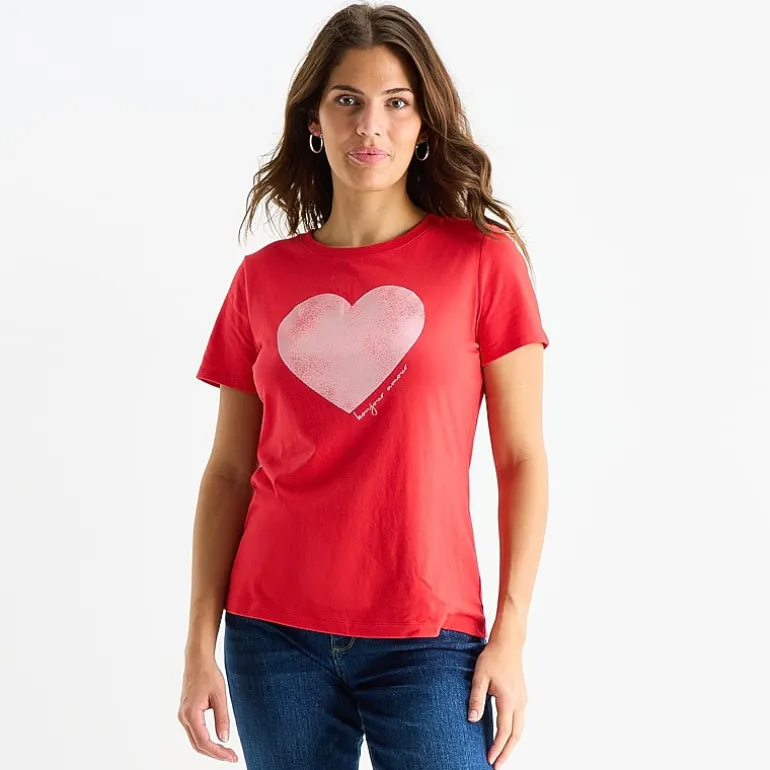 St. John's Bay Womens Crew Neck Short Sleeve Regular Fit Graphic T-Shirt
