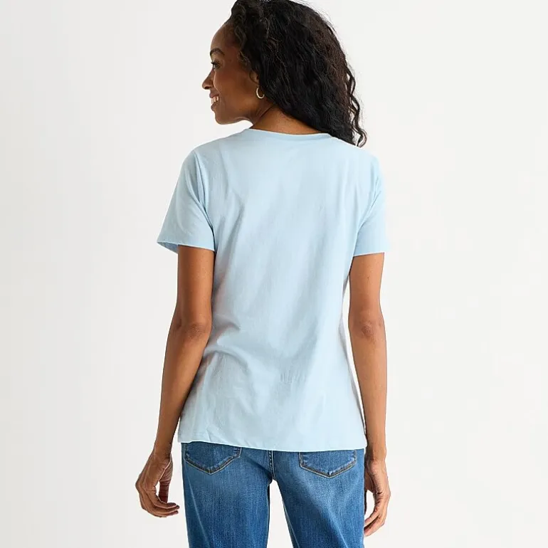 St. John's Bay Womens Crew Neck Short Sleeve Regular Fit Graphic T-Shirt