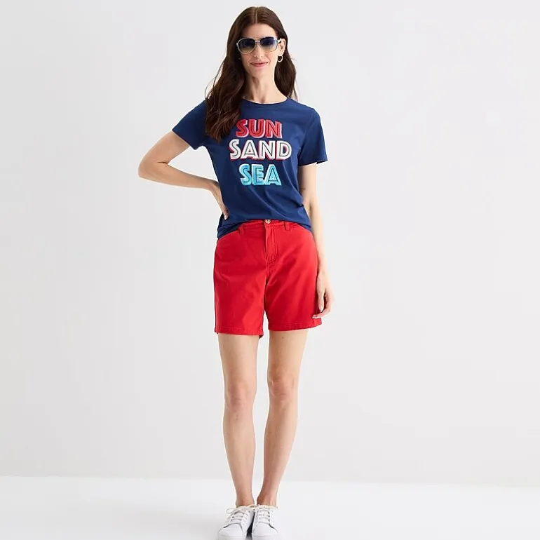 St. John's Bay Womens Crew Neck Short Sleeve Regular Fit Graphic T-Shirt