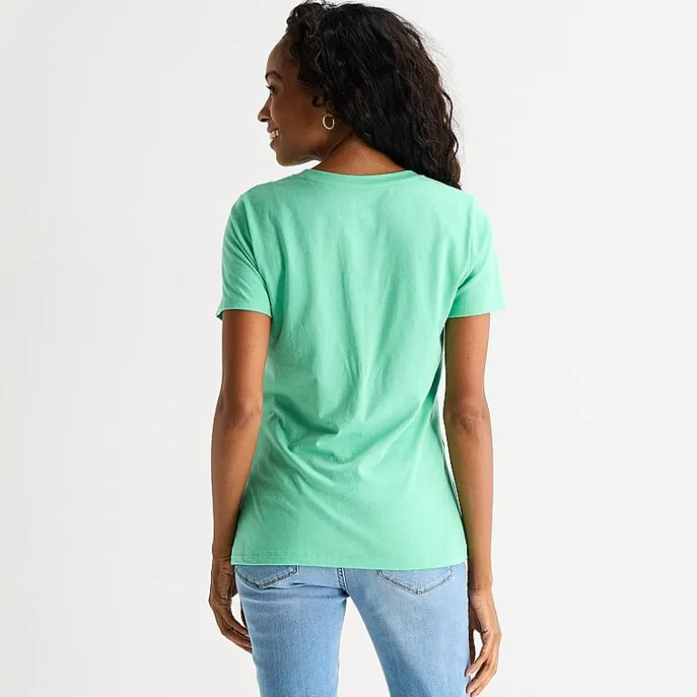 St. John's Bay Womens Crew Neck Short Sleeve Regular Fit Graphic T-Shirt