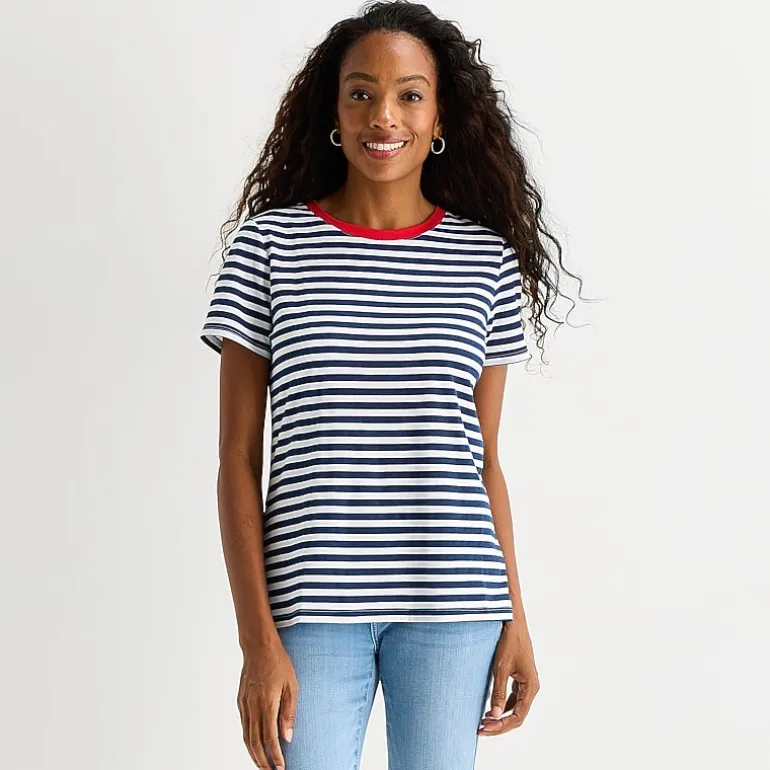 St. John's Bay Womens Crew Neck Short Sleeve Regular Fit Graphic T-Shirt