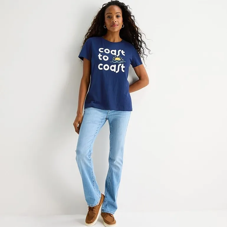 St. John's Bay Womens Crew Neck Short Sleeve Regular Fit Graphic T-Shirt