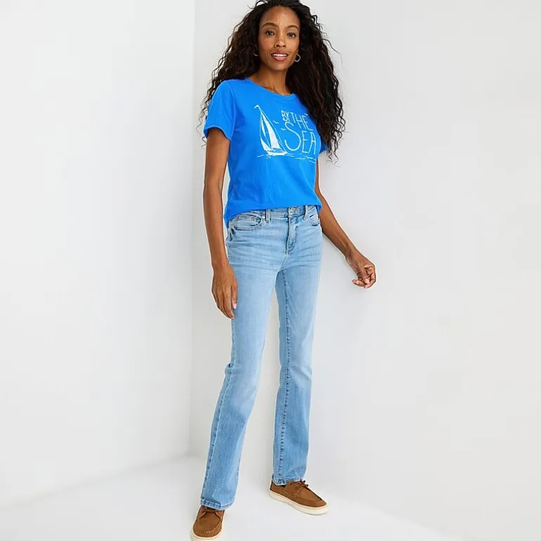 St. John's Bay Womens Crew Neck Short Sleeve Regular Fit Graphic T-Shirt