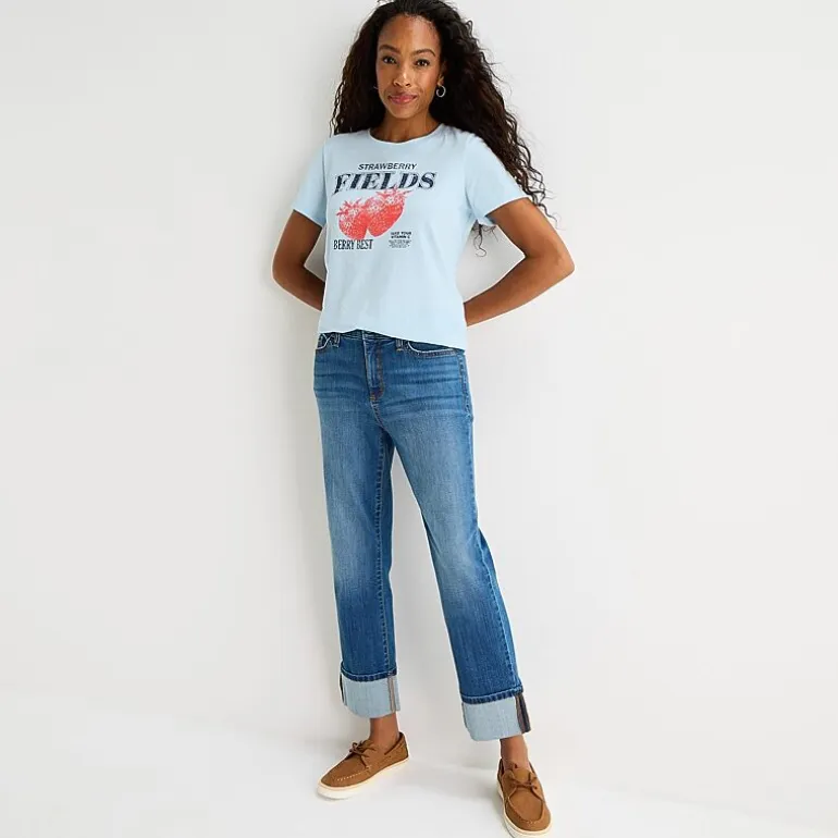 St. John's Bay Womens Crew Neck Short Sleeve Regular Fit Graphic T-Shirt