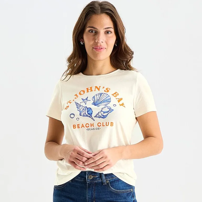 St. John's Bay Womens Crew Neck Short Sleeve Regular Fit Graphic T-Shirt