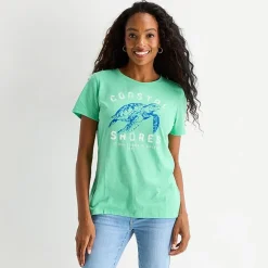 St. John's Bay Womens Crew Neck Short Sleeve Regular Fit Graphic T-Shirt