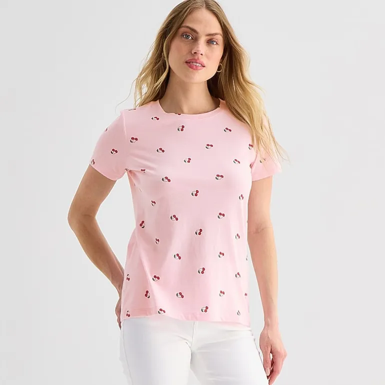 St. John's Bay Womens Crew Neck Short Sleeve Regular Fit Graphic T-Shirt