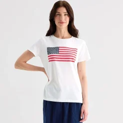 St. John's Bay Womens Crew Neck Short Sleeve Regular Fit Graphic T-Shirt