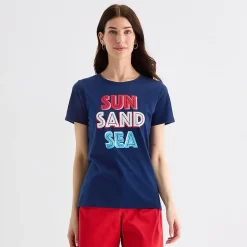St. John's Bay Womens Crew Neck Short Sleeve Regular Fit Graphic T-Shirt