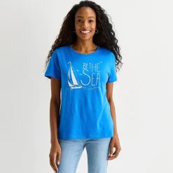St. John's Bay Womens Crew Neck Short Sleeve Regular Fit Graphic T-Shirt
