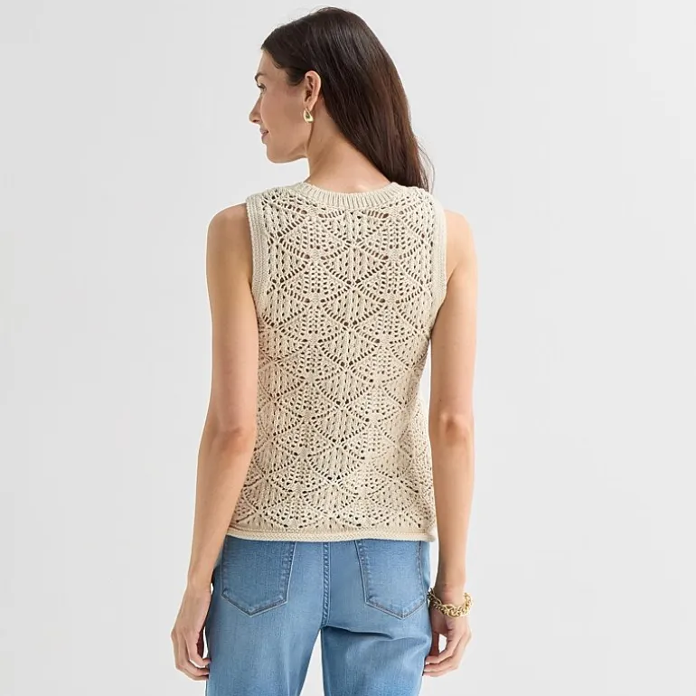 St. John's Bay Womens Crew Neck Sleeveless Pullover Sweater