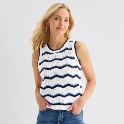 St. John's Bay Womens Crew Neck Sleeveless Chevron Pullover Sweater