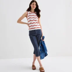 St. John's Bay Womens Crew Neck Sleeveless Chevron Pullover Sweater
