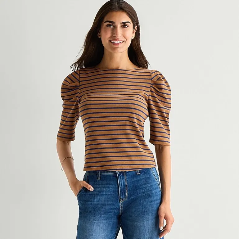 St. John's Bay Womens Crew Neck 3/4 Sleeve Blouse