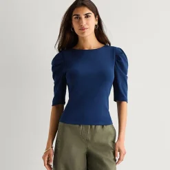St. John's Bay Womens Crew Neck 3/4 Sleeve Blouse