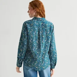 St. John's Bay Womens Cuffed Long Sleeve Regular Fit Button-Down Shirt