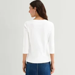 St. John's Bay Womens Easy-on + Easy-off V Neck 3/4 Sleeve Adaptive T-Shirt