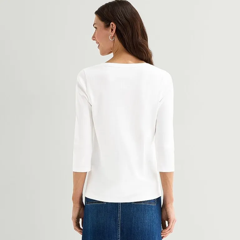 St. John's Bay Womens Easy-on + Easy-off V Neck 3/4 Sleeve Adaptive T-Shirt