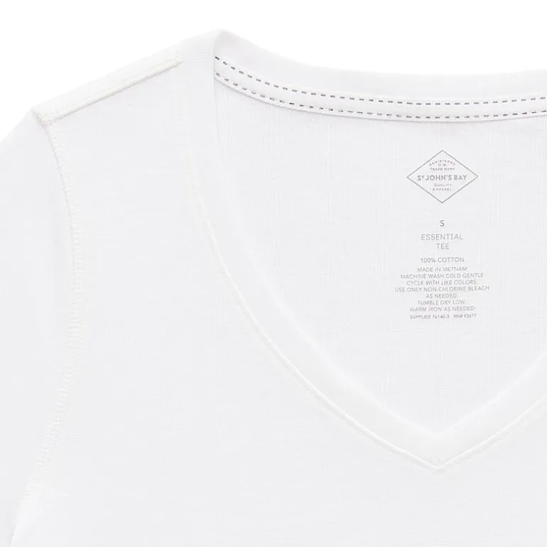 St. John's Bay Womens Easy-on + Easy-off V Neck 3/4 Sleeve Adaptive T-Shirt