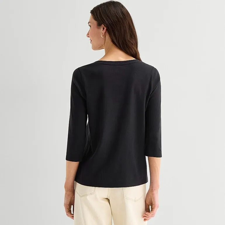 St. John's Bay Womens Easy-on + Easy-off V Neck 3/4 Sleeve Adaptive T-Shirt