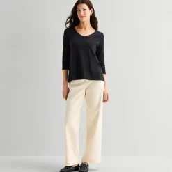 St. John's Bay Womens Easy-on + Easy-off V Neck 3/4 Sleeve Adaptive T-Shirt