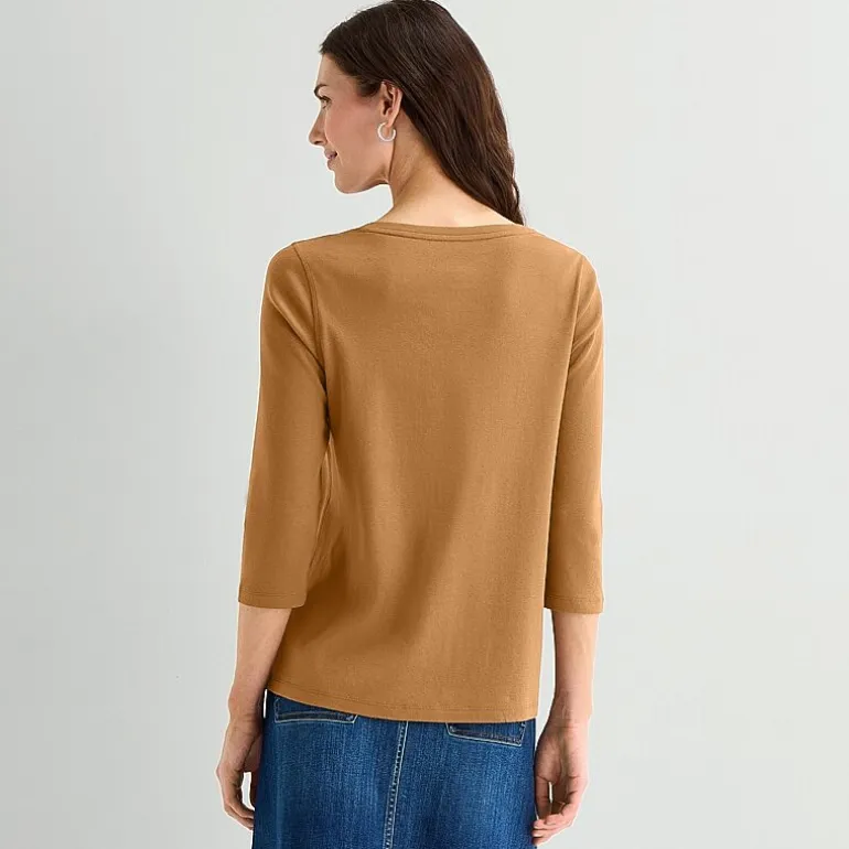 St. John's Bay Womens Easy-on + Easy-off V Neck 3/4 Sleeve Adaptive T-Shirt