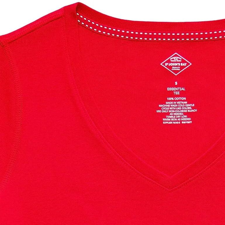St. John's Bay Womens Easy-on + Easy-off V Neck 3/4 Sleeve Adaptive T-Shirt
