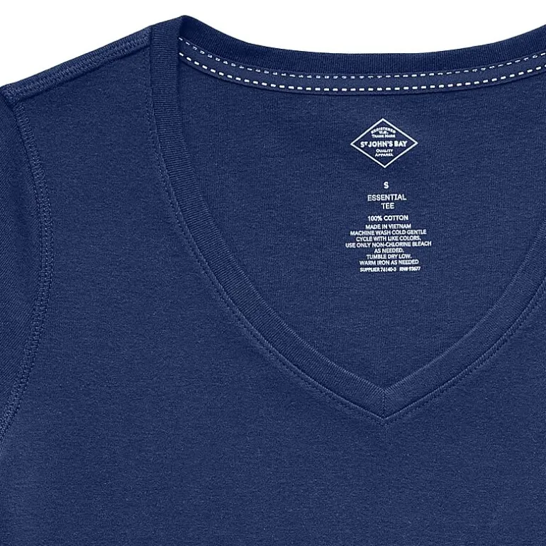 St. John's Bay Womens Easy-on + Easy-off V Neck 3/4 Sleeve Adaptive T-Shirt