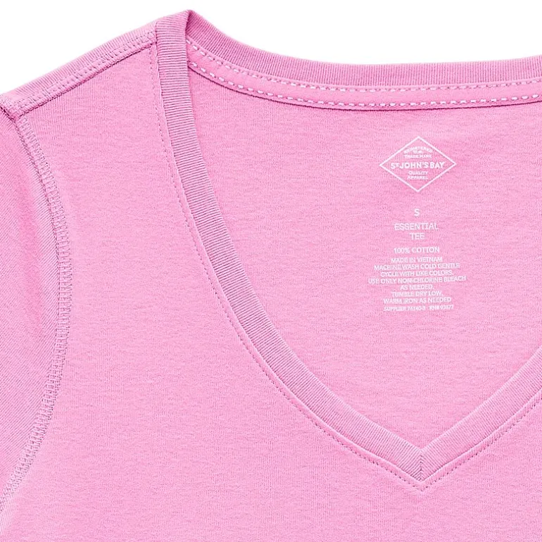 St. John's Bay Womens Easy-on + Easy-off V Neck 3/4 Sleeve Adaptive T-Shirt