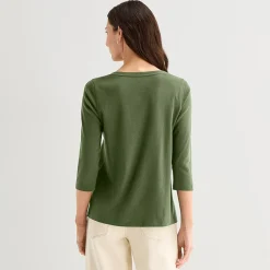 St. John's Bay Womens Easy-on + Easy-off V Neck 3/4 Sleeve Adaptive T-Shirt