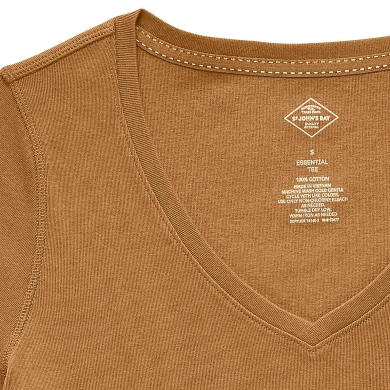 St. John's Bay Womens Easy-on + Easy-off V Neck 3/4 Sleeve Adaptive T-Shirt