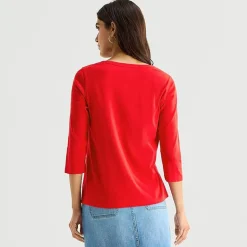 St. John's Bay Womens Easy-on + Easy-off V Neck 3/4 Sleeve Adaptive T-Shirt