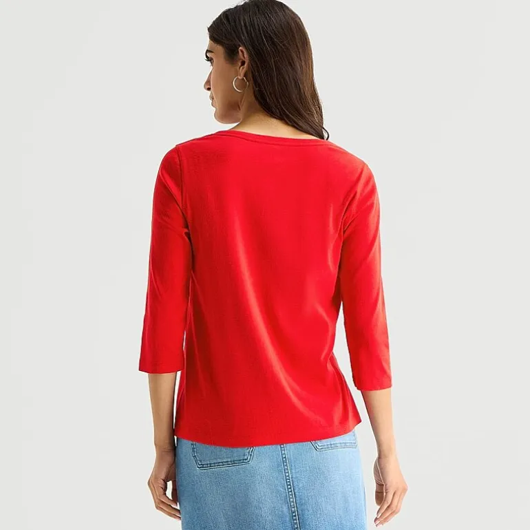 St. John's Bay Womens Easy-on + Easy-off V Neck 3/4 Sleeve Adaptive T-Shirt