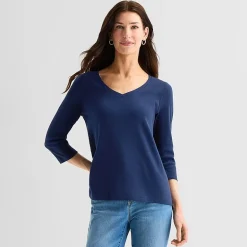 St. John's Bay Womens Easy-on + Easy-off V Neck 3/4 Sleeve Adaptive T-Shirt