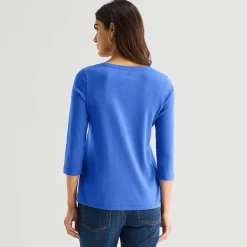 St. John's Bay Womens Easy-on + Easy-off V Neck 3/4 Sleeve Adaptive T-Shirt