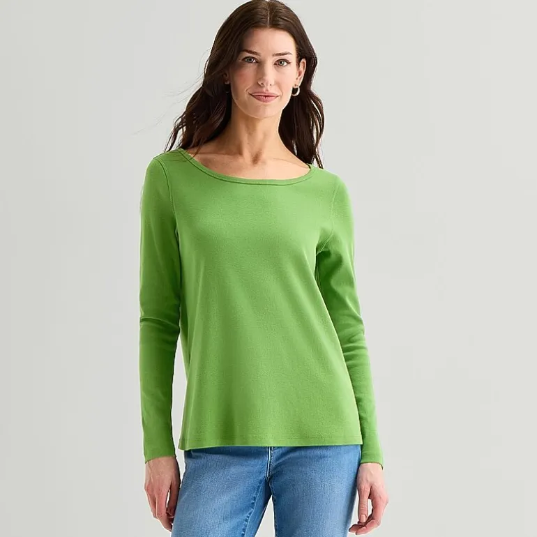 St. John's Bay Womens Easy-on + Easy-off Crew Neck Long Sleeve Adaptive T-Shirt