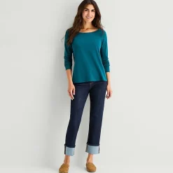 St. John's Bay Womens Easy-on + Easy-off Crew Neck Long Sleeve Adaptive T-Shirt