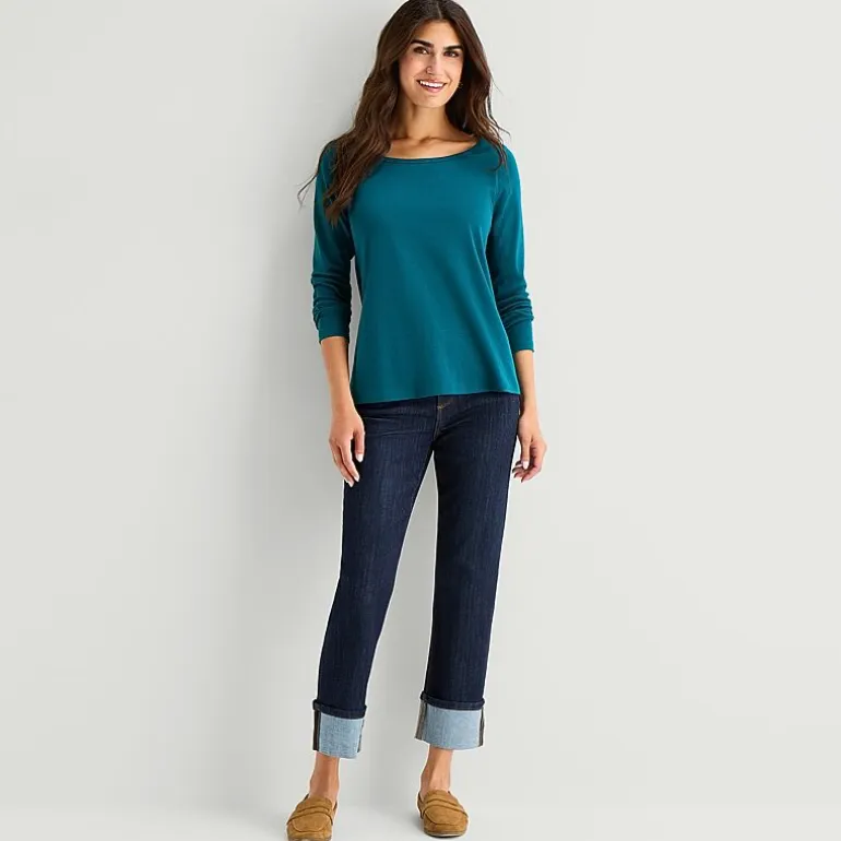St. John's Bay Womens Easy-on + Easy-off Crew Neck Long Sleeve Adaptive T-Shirt