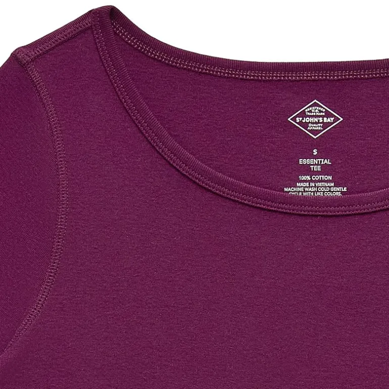 St. John's Bay Womens Easy-on + Easy-off Crew Neck Long Sleeve Adaptive T-Shirt