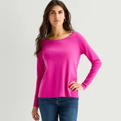 St. John's Bay Womens Easy-on + Easy-off Crew Neck Long Sleeve Adaptive T-Shirt