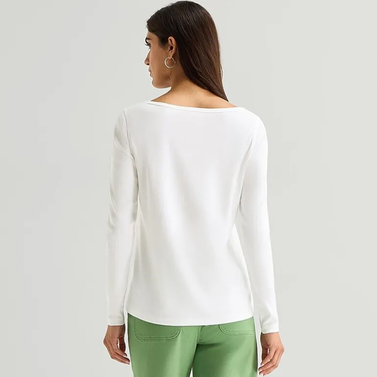 St. John's Bay Womens Easy-on + Easy-off Crew Neck Long Sleeve Adaptive T-Shirt