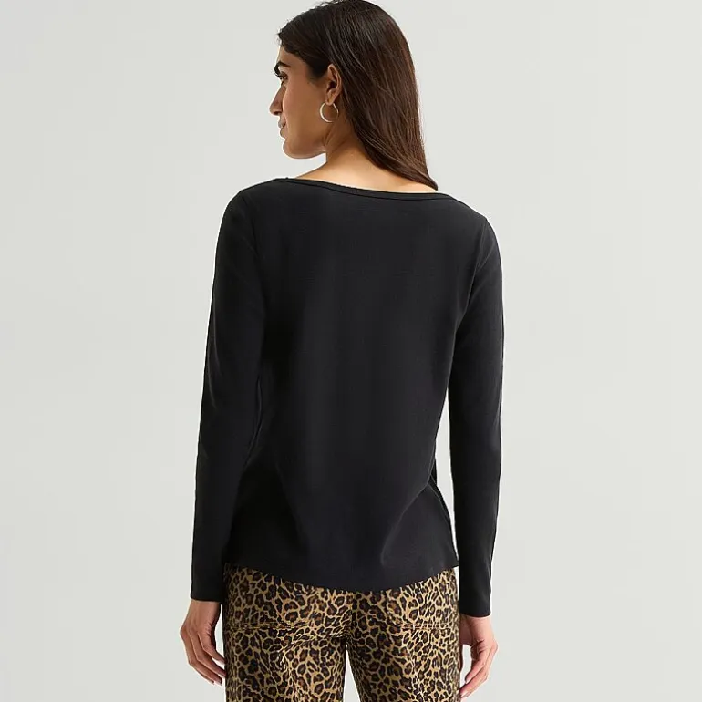 St. John's Bay Womens Easy-on + Easy-off Crew Neck Long Sleeve Adaptive T-Shirt