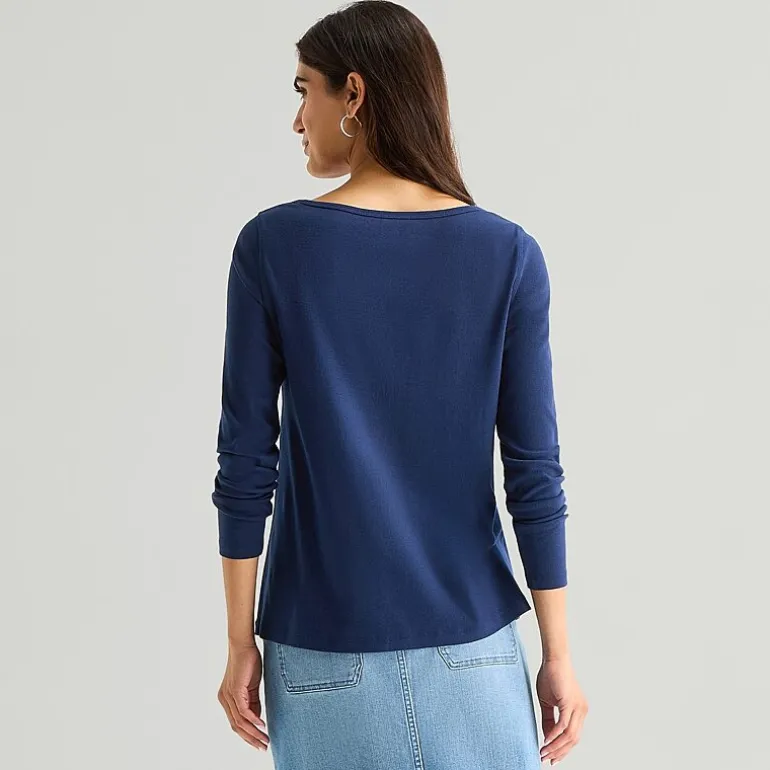 St. John's Bay Womens Easy-on + Easy-off Crew Neck Long Sleeve Adaptive T-Shirt