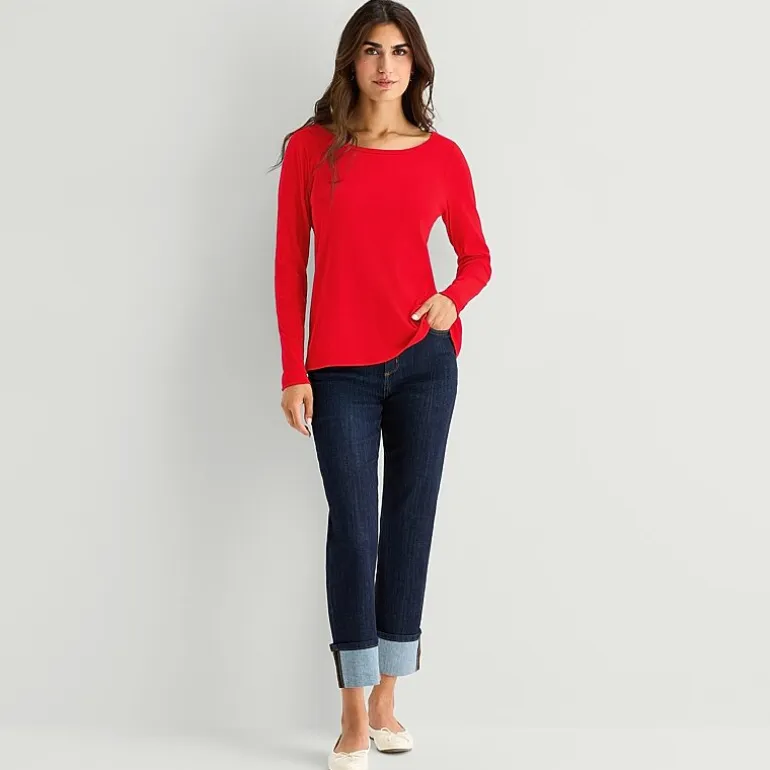 St. John's Bay Womens Easy-on + Easy-off Crew Neck Long Sleeve Adaptive T-Shirt