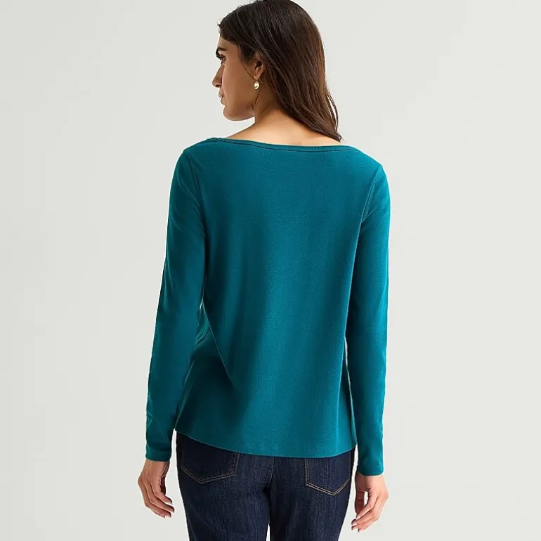 St. John's Bay Womens Easy-on + Easy-off Crew Neck Long Sleeve Adaptive T-Shirt