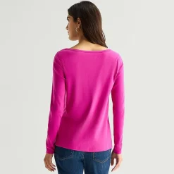 St. John's Bay Womens Easy-on + Easy-off Crew Neck Long Sleeve Adaptive T-Shirt