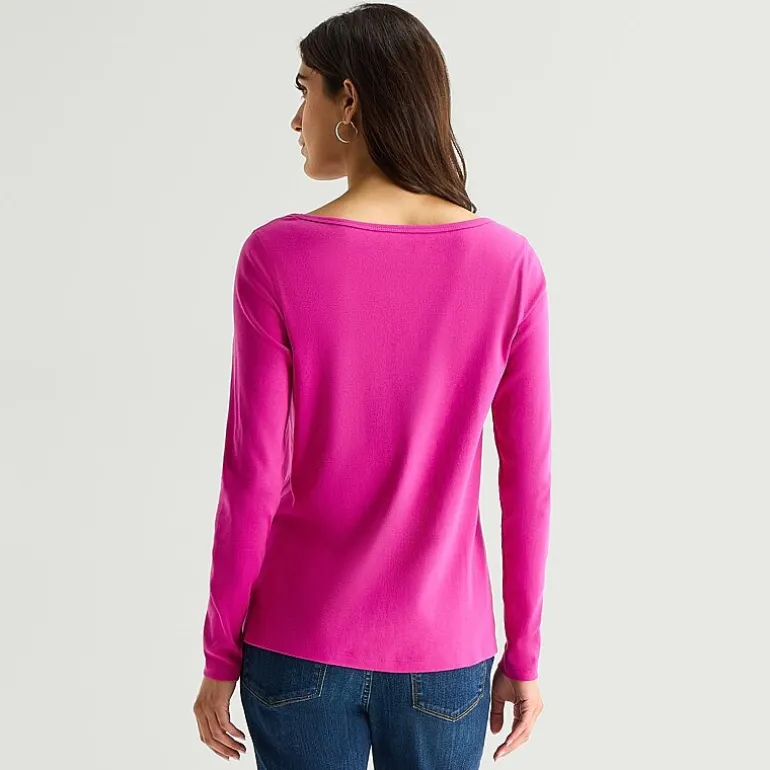 St. John's Bay Womens Easy-on + Easy-off Crew Neck Long Sleeve Adaptive T-Shirt