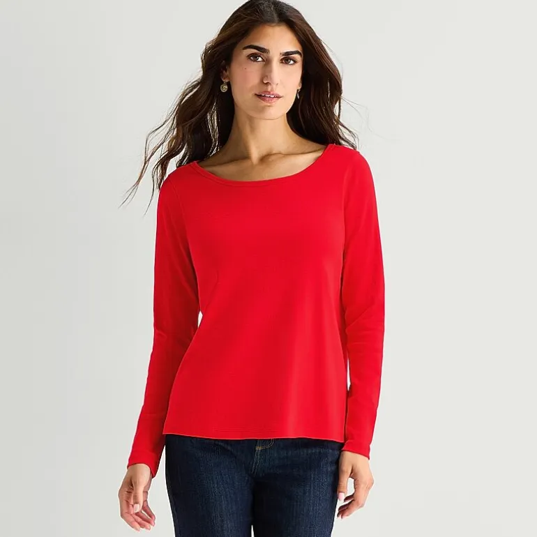 St. John's Bay Womens Easy-on + Easy-off Crew Neck Long Sleeve Adaptive T-Shirt